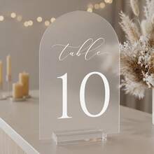 Acrylic Curved Frosted Table Number Plates-Modern Minimalist Wedding & Event Decor For Parties Weddings Celebrations - A - View 8
