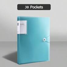 1 pièce Chemise de classement de 30 pages, couleurs macaron pour la rentrée scolaire, chemise de classement à bouton-pression de 30 pages A4 avec poches transparentes multicouches, organisateur de documents de bureau imperméable et résistant à la saleté, classeur pour examens et devoirs, porte-documents pour CV, organisateur de documents A4 de couleur macaron minimaliste - A - Voir 9
