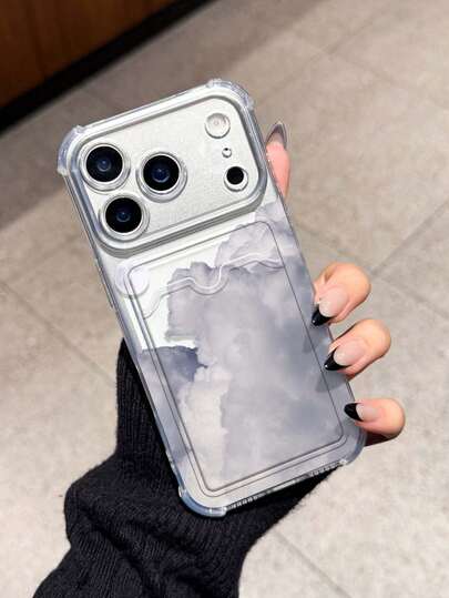 Cloud Pattern Card Slot Shockproof Phone Case Suitable Compatible With Apple 17/16/14 Pro Max, High-Quality New Model 13, 15, Ins Style 12/12 Pro, 11, 15 Pro Max, 16