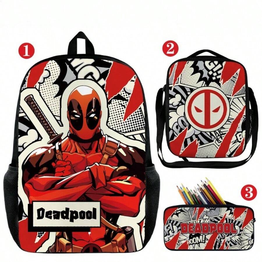 Starry Sky Anime Peripheral Children's Backpack 3 Pieces Set School Travel Christmas Gift Large Capacity Makeup Organizer Makeup Case, For Lipstick, Brush, Skincare, Mobile Phone, Coin, Small Items - Multicolor - View 1