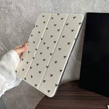 1件迷你蝴蝶結印花平板保護殼，蕾絲裝飾，附筆槽，適用於 iPad 10代 10.9吋 2022 智慧保護殼 / Air 13 (M3 2025) / Air 11 (M3 2025) / 11 (A16 2025)，自動休眠/喚醒功能，時尚平板配件，相容於 5/5PR/6/6PRO/7/7PRO/Galaxy Tab S10+/S9/A9，相容於 Pad 5/6/7，相容於 Matepad - 彩色 - 查看 7