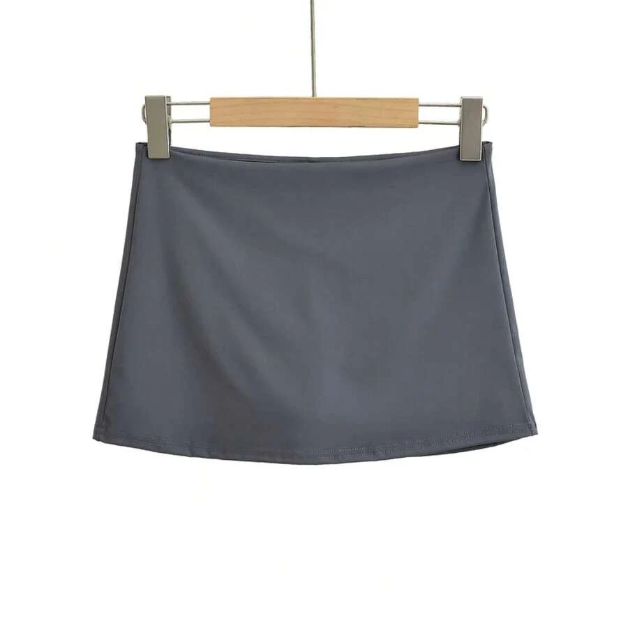 Minifalda de talle bajo para mujer con detalle de corte corto Mini falda ajustada - Carbón - Ver 1