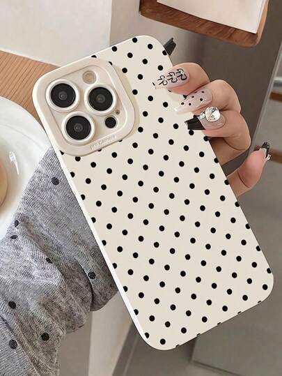 2 piezas Funda de teléfono a prueba de golpes con cobertura total y diseño de lunares blancos, compatible con iPhone 16, 15, 14, 13, 12, 11 Pro Max, regalo de Navidad para novio/novia