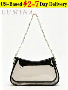 [US-Based Shipping]Stadium Approved Clear Bag Y2K Retro Fashion  Black Trim Transparent Waterproof PVC Underarm Shoulder Hobo Bag With Gold Chain Women's Handbag Summer Purse For Young Women College Students Young Professionals White-Collar Workers, Suitable For Concert Festival Sports Office Work Business Commute University Daily Use Casual Outings Shopping Wallet Carrying Beach Travel Vacation Picnic Outdoor Activities Mother's Day Gift Vacation Essentials Bolsos De Mujer Elegantes - Nhiều màu - Xem 12
