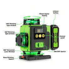 ONEVAN 16 Lines 4D Laser Levels 360 Horizontal Vertical Green Line Laser Level Self-Leveling Measure Leveling Tool - UK Plug(220-240V) - View 3