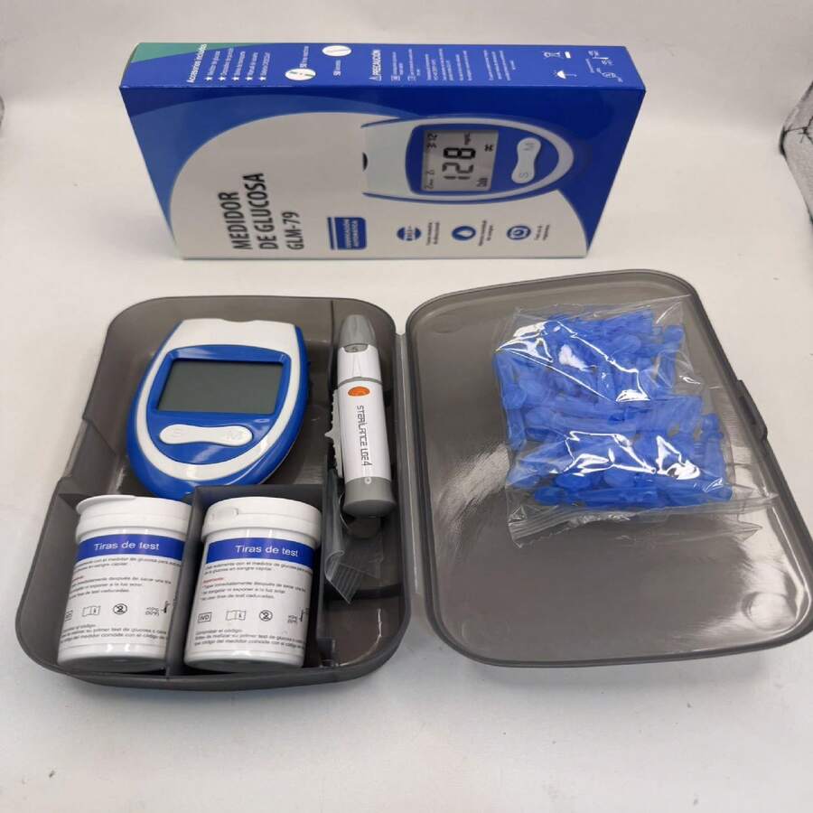 Un conjunto de medidor de glucosa en sangre con una tira de prueba de recolección de sangre de aguja de recolección de sangre para medir la hiperglucemia en 8 segundos. - Multicolor - Ver 1