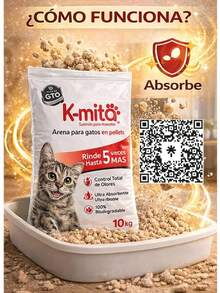 K-mita Premium - Arena para Gato en Pellets, 100% Natural – Biodegradable – Rinde 5 Veces Más - Cero Olores - Cero Polvo - Ulta Absorbente (6 kg) - 2 Bolsas de 3 kg - 3 KG - Ver 6