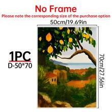 1/6pcs Italian Town Canvas Wall Art Posters, Room Home Decor Aesthetic Decorations, Optional Framed Wall Decor, Colorful European Street & Mediterranean Landscape Oil Painting Posters, Aesthetic Orange Green Gallery Wall Decor - Multicolor - View 33