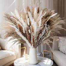 58Pcs Pampas Grass For Floor Vase,17" Natural Fluffy Dried Pampas Grass Stems,Boho Pampas For Wedding, Home Decor - B-58 PCS - View 8
