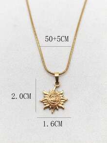 1pc Natural Style 18K Gold Plated Stainless Steel Sunflower Pendant Necklace, Unisex Minimalist Luxury Daily Wear - Yellow Gold - View 9