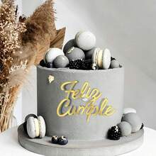 4 pièces/12 pièces Ensemble de décorations de gâteau d'anniversaire en acrylique doré "Joyeux anniversaire" en espagnol pour les fournitures de fête latine - multicolore - Voir 6