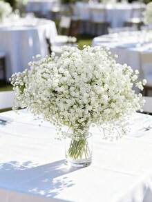12/6 Stems Artificial White Baby's Breath Flowers, Wedding Decor, Bulk Flower Bouquet, Lifelike Texture, Home Office Decoration, Floral Arrangement, Artificial Center Piece, Outdoor Garden Yard Decor, Wedding Birthday Bride Party Decoration (23cm) - White - View 11