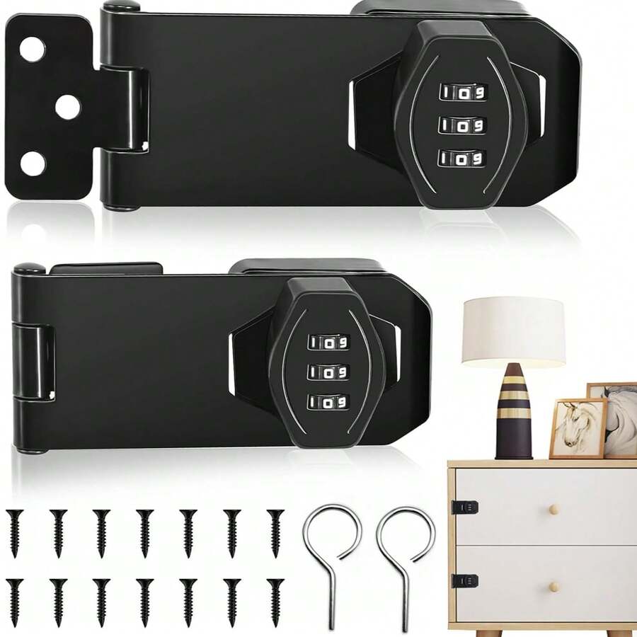 1 Set Cerradura de contraseña mecánica de 3 dígitos para gabinete, candado de de 3 pulgadas, cerradura de combinación sin llave, adecuada para gabinete, armario, puerta de mascota, buzón, cajón - CC - Ver 1