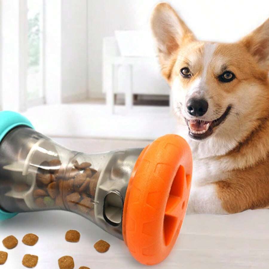 宠物慢食玩具，静音球，猫咪翻滚玩具，哑铃形益智喂食器 - 彩色 - 查看 1