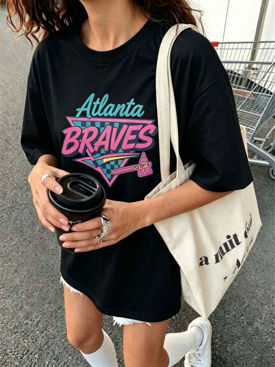 Retro Braves Baseball Shirt, Baseball Season Tee, Brew Crew Game Day Shirt, Vintage Sports Graphic Braves T-Shirt - Negro - Ver 1