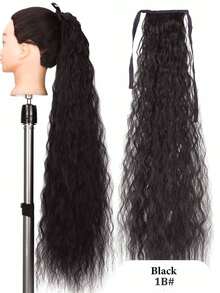 Tóc nối đuôi ngựa xoăn gợn sóng bằng sợi tổng hợp, dài 16-34 inch, màu đen tự nhiên. - Nhiều màu - Xem 13