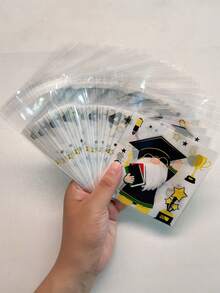 100pcs Cute White Beard Old Man Pattern Gift Packaging Self-Sealing Bags, Graduation Theme Party Small Gift Decoration OPP Bags, Can Be Used As Theme Party Activity Promotion Gift Bags - J-Multicolor - View 4