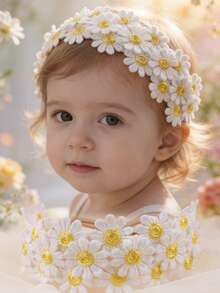 1pc Cute Sweet Daisy Floral Elastic Headband, Pastoral Style Baby Accessory - Multicolor - View 1