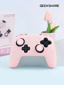 Cat Paw Silicone Non-Slip Grip Protective Case + 1 Pair Thumb Grips + 1 Sticker For Nintendo Switch Pro Wireless Controller - Baby Pink - View 10