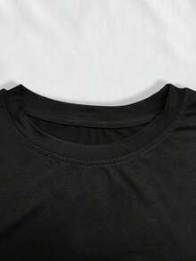 [Entrega Local]Playera Para Mujer Camiseta GráFica De Mujer "Gym With Attitude" - Camiseta De Punto Casual Negra Con ImpresióN De Letras Rosa Y Blanca, Manga Corta, Cuello Redondo, PoliéSter, Adecuada Para Todas Las Estaciones, Uso Casual |   Estampado JuguetóN |   Estructura De Punto, Ropa De Fitness De Verano - Negro - Ver 5