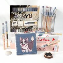72/48/36/24/12 Colors Acrylic Marker Pen Set, Paint Markers, Drawing Pens, Multi-Color Options, Quick-Drying & Fade-Resistant, Suitable For Painting, Illustration, Crafts, Coloring Books, DIY Projects On Paper, Fabric, Wood, Stone, Plastic, Glass, Ceramic, Pumpkin, Metal And More. Ideal For Students, Adults, And Great Gift For Holidays (Easter, Thanksgiving, Halloween, Christmas) - Multicolor - View 12