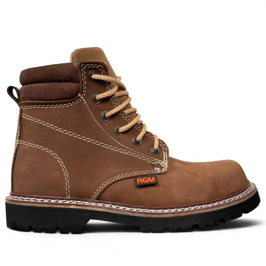 Men's Economical Leather Work Boot, Stitched, Heavy Duty, RGM - Brown - View 1