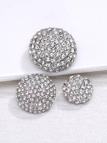 3 pièces Boutons en métal entièrement ornés de strass, ton or/argent, boutons décorés de cristaux AB, convient pour les manteaux, les costumes, les robes de mariée, les accessoires de couture - Multicolore - Voir 6