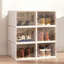 6pcs Transparent Stackable Shoe Storage Boxes, Flip-Top Dustproof Plastic Shoe Racks With Lids, Breathable Anti-Oxidation Shoe Storage Containers For Home, Dorm, Entryway - Multicolor - View 13