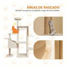 Casa Mueble Rascador para Gatos Torre Multinivel 170 Cm Árbol Poli Pets Color Beige - Beis - Ver 10