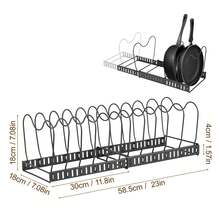 Pans Organiser Rack Expandable Pots And Pans Holder With Adjustable Compartment For Kitchen Storage Organisation - Black L - View 2