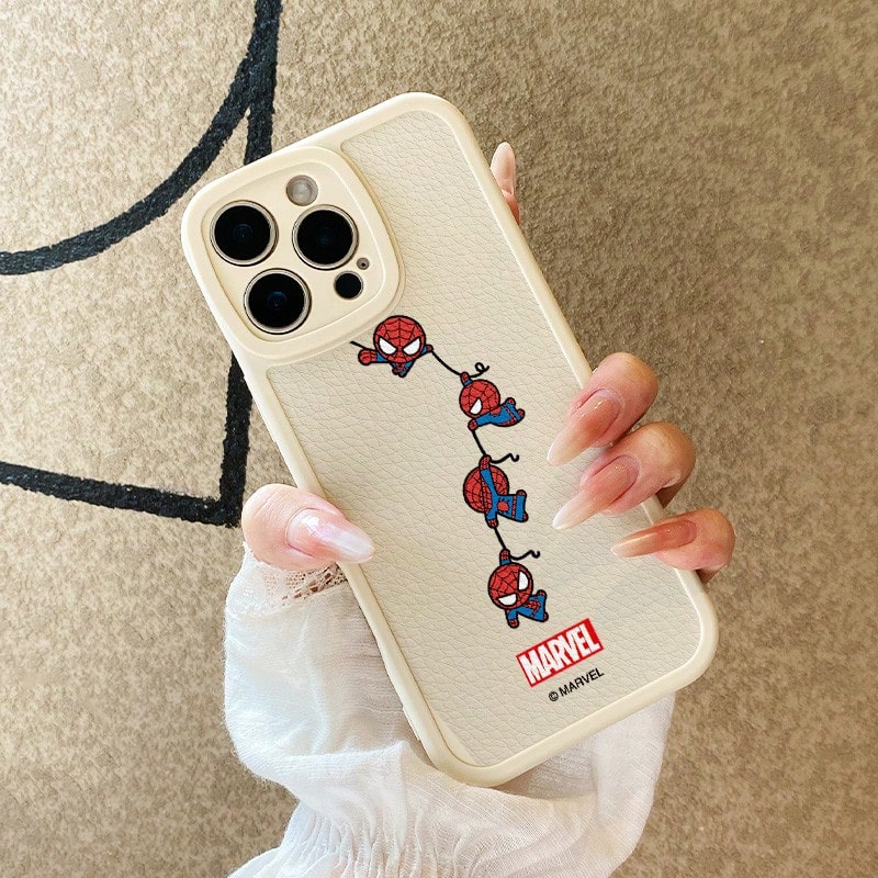 Miniso Marvel Spider-Man Cartoon Cute Phone Case For Men, Compatible With IPhone 17 Pro Max/17 Pro/Air/16 Pro Max/15 Plus/14/13/IP 17/15 Pro/12 Pro/11/16 Plus, Drop-Proof And Scratch-Resistant Protective Case, Apple Compatible - White - View 1