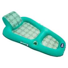Aqua Luxury Water Pool Lounge Extragrande Flotadores inflables para Piscina para Adultos con reposacabezas, Respaldo, reposapiés y portavasos Múltiples Colores/Estilos - Estampado definitivo de rosa de los vientos color turquesa - Ver 8