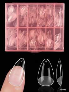 240Pcs Square/Almond/Coffin Nail Tips, Pre-Shaped Acrylic Nail Tips, Semi-Matte Full Cover Nail Tips,Clear Gel Press-On Fake Nails, For Nail Extension, Home DIY Manicure - Multicolor - View 19