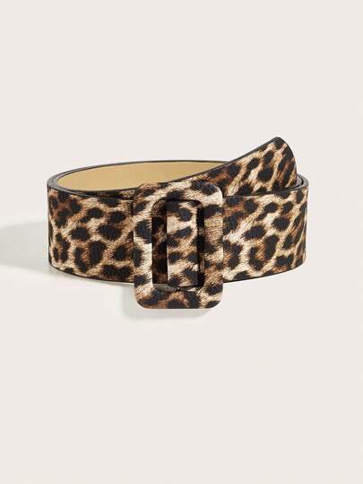 1pc Women's Leopard Print Casual Punk Retro Party Cute Sexy Street Elegant Minimalist Versatile Leopard Print Leather Belt, Suitable For All Seasons