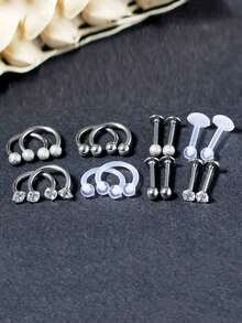 12 chiếc khuyên môi 16G bằng thép không gỉ, khuyên môi kiểu Monroe, khuyên tai sụn, khuyên mũi, trang sức xỏ khuyên Medusa, unisex - bộ 12 món - Xem 5