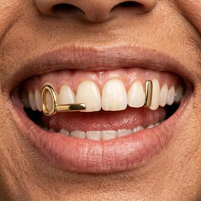 1 Set Unisex Personalized Hip-Hop Hollow Horizontal & Vertical Zirconia Tooth Grillz, Daily Wear Jewelry