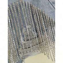 Summer Cut-Off Jeans With Detail Women'S High Waisted Light Wash Shorts With Chain Fringe - Sky Blue - View 3