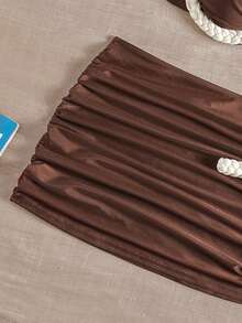 3pcs Elegant Brown Bikini Set For Women, Featuring Braided Tie-Back Straps And Ruched High-Cut Skirt, Casual Swimsuit Style - Multicolor - View 8