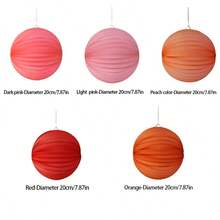 7Pcs Heart Honeycomb Ball Watermelon Paper Lantern Hanging Decor Set, Foldable Paper Ornament For Wedding Engagement Party Ceiling Decor Foldable Paper Ornament For Wedding Engagement Party Ceiling Decor - View 3