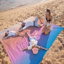 1 buah Tikar Pantai Bermotif Bohemian, Tikar Pantai Ekstra Besar, Ringan dan Tahan Lama. Ideal untuk Perjalanan, Berkemah, dan Piknik. Ukuran Ekstra Besar untuk Dewasa. Sangat Cocok untuk Pantai dan Petualangan Luar Ruangan. - gradien merah muda-ungu-biru - View 2