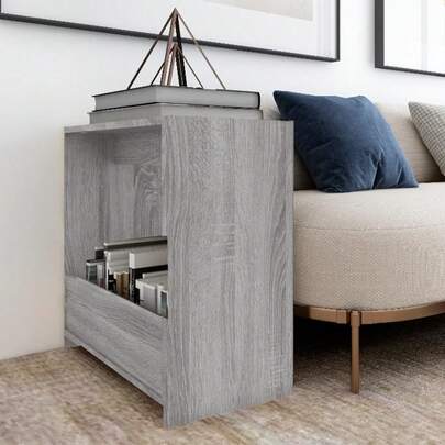 Mesa de centro vidaXL Sonoma cinza, 50 x 26 x 50 cm, em madeira multicamadas.