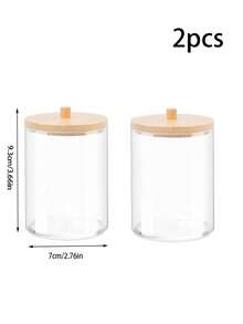 1/2//3pcs Qtip Bathroom Clear Plastic Storage Box For Swabs, Ball Pads, Round Pads, Dental Floss Picks - Small Clear Plastic Jar Medicine Bottle Set, Bathroom Essentials Accessories Decor, Dressing Table Makeup Storage Box - Multicolor - View 15