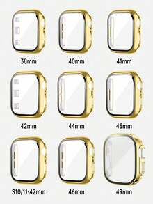 Dây đeo đồng hồ kim loại siêu mỏng 14mm, 7 hạt, có thể điều chỉnh, tương thích với Apple Watch Ultra 3/2/1 SE S11/S10/S9/S8/S7/S6/S5/S4/S3/S2/S1 Series 38mm/40mm/41mm/42mm/44mm/45mm/46mm/49mm, màu vàng dành cho nữ, phù hợp với ốp bảo vệ đồng hồ, phụ kiện đồng hồ thông minh. - Vàng - Xem 11