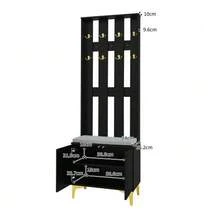 Wardrobe Set With Shoe Bench And Cushion, Wardrobe Front With Hooks [OLD REFERENCE: WF32579234W] - 黑色 - 查看 5