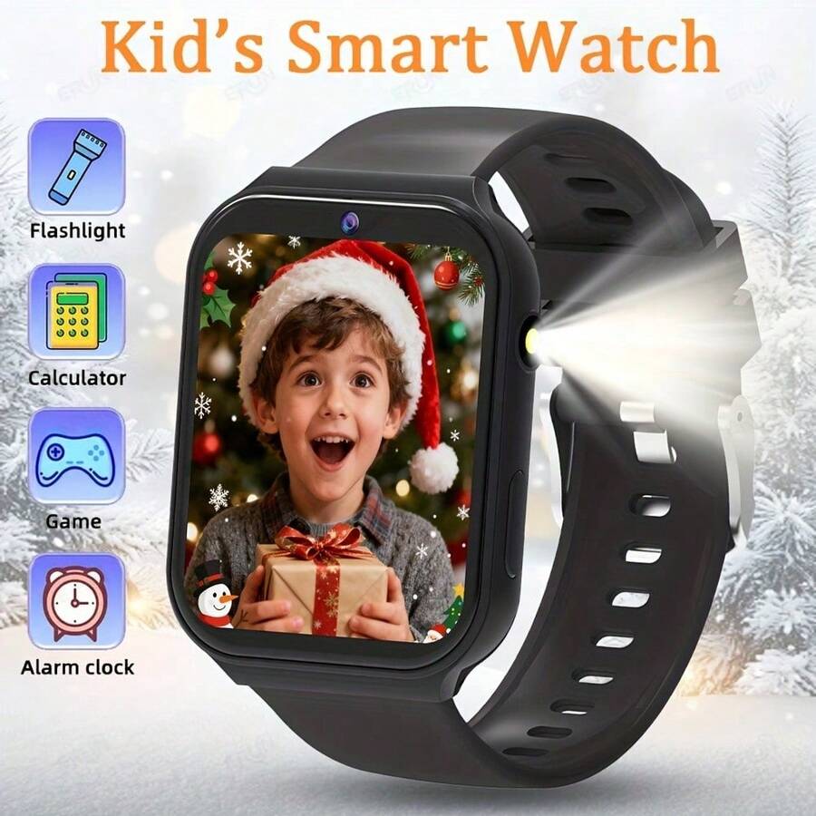 ERUN Kids Smart Watch, Suitable For Teenagers - Front Camera + Video Recording, 18 Educational Games, Pedometer/Alarm/Flashlight Combo, Durable Silicone Strap, Rechargeable Battery, Fun Design, Perfect Birthday/Gift For Boys And Girls, Teenage Smart Watch, Fun Design, Multi-Function Watch, Cute Watch Design, High-Quality Display - Multicolor - View 1