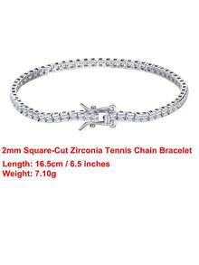 ORSA JEWELS 1 Chiếc vòng tay dây xích tennis bằng bạc sterling 925 và vàng 14k, đính đá Zirconia vuông 2mm, trang sức cao cấp dành cho nữ và nam, quà tặng đám cưới, tiệc tùng, sinh nhật và Giáng sinh 2026. Vòng tay thời trang - SB144 - Xem 10