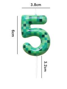 Minecraft 1支我的世界主题数字0-9生日蜡烛，创意派对印花绿色蜡烛 - 彩色 - 查看 14