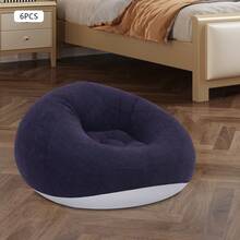 6 Pcs  Small Bean Bag Chair  Inflatable Chair Blow Up Games Chairs Foldable Flocking Inflatable Sofa Portable Inflatable Chair For Living Room Bedroom(Orange, Coffee Color,Deep Blue) - Navy Blue - View 3