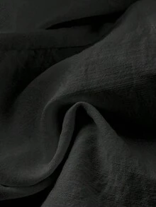 Pantalones casuales de mujer  con textura de lino blanco tipo francés, de flujo suave con bolsillos, para primavera/verano - Negro - Ver 5
