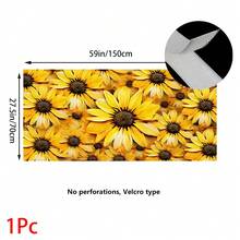 1pc, Home Decor, Sunflower Pattern Printed Table Skirt, Kitchen Small Curtain, Kitchen Cabinet Cover, With Curtain Holes, Easy To Hang, Rectangular, Machine Woven, Machine Washable, Kitchen Decoration And Accessories, Perfect For Kitchen Cabinets And Home Decor - Multicolor - View 12